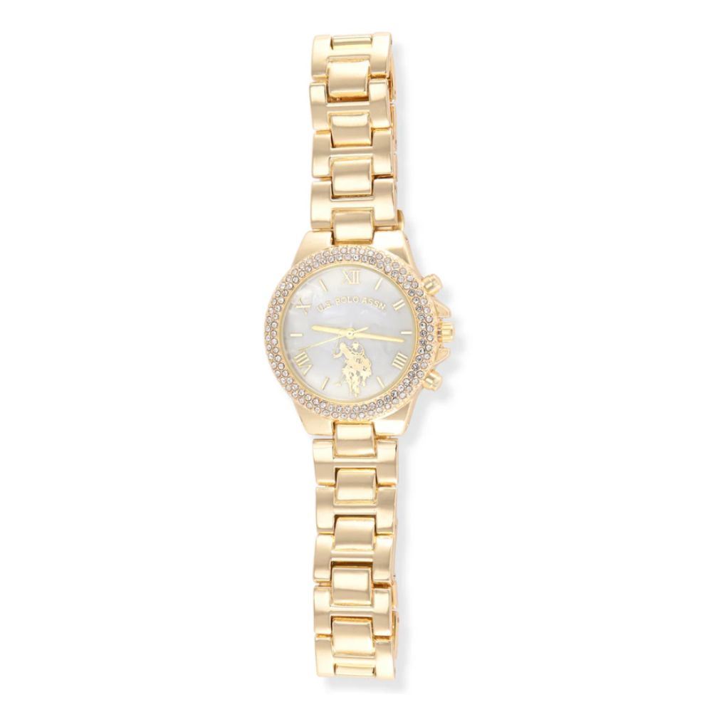 RELOJ DE MUJER U.S. POLO ASSN. LADIES GOLD EMBELLISHED LINK WATCH